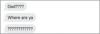 First text message from Katie.
